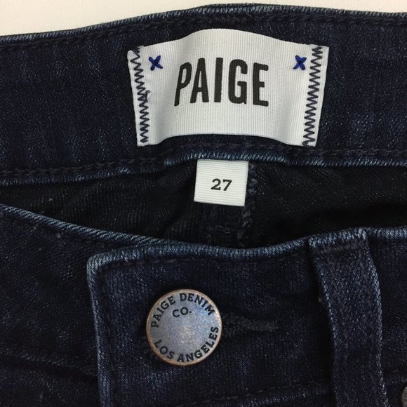 PAIGE Medium/Dark Wash 5 Pocket Logo Hardware VERDUGO Skinny Ankle Jeans - Picture 2 of 13